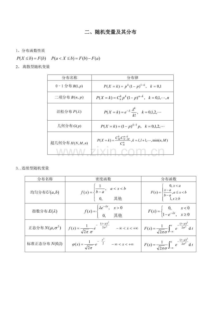 考研数学三必背知识点：概率论与数理统计.doc_第2页