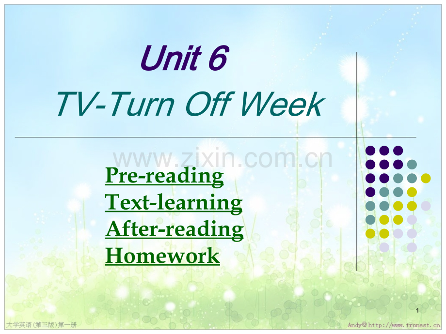 Book2-Unit-6-Tv-turn-off-week-职业英语第二册第六单元-不看电视周(课堂PPT).ppt_第1页