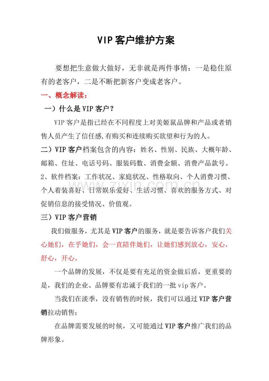 VIP顾客维护方案.doc_第1页