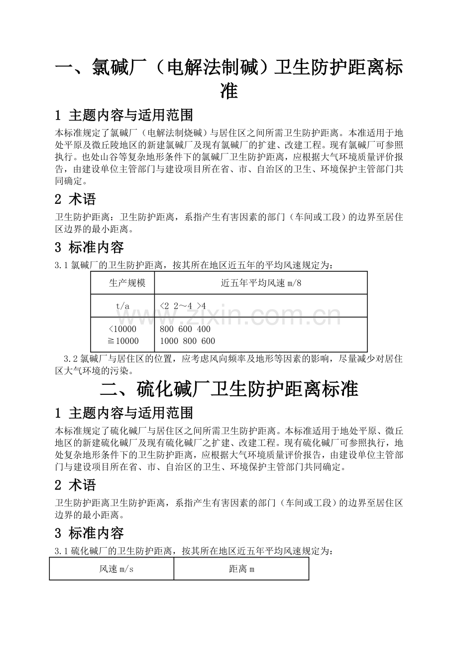各种厂卫生安全防护距离.doc_第1页