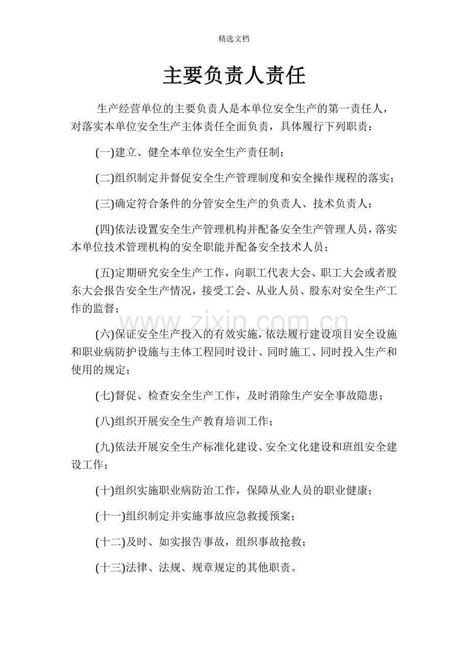 企业主要负责人安全责任.doc_第1页