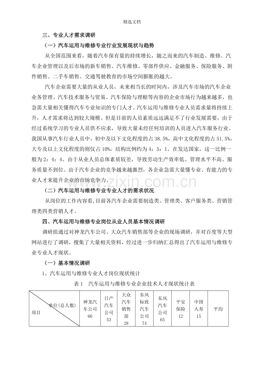 汽汽车运用与维修专业人才需求的调研报告.doc_第2页