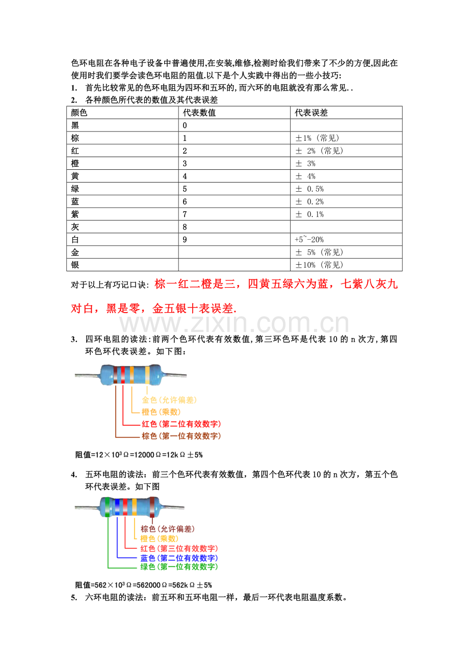 色环电阻阻值的读法.doc_第1页
