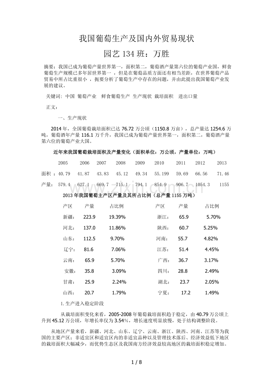 我国葡萄生产现状.docx_第1页