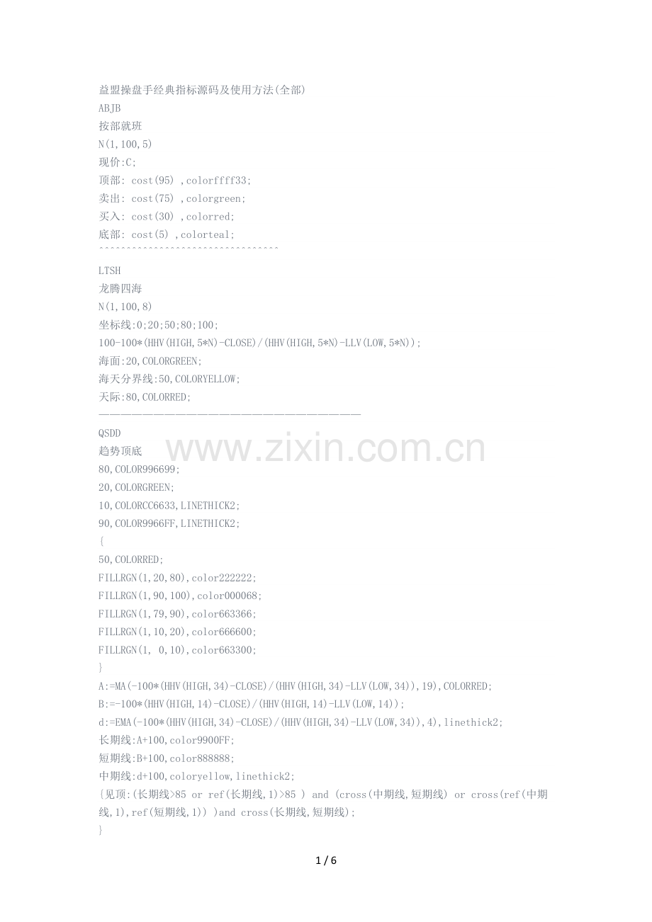 益盟操盘手经典指标源码及使用方法.docx_第1页