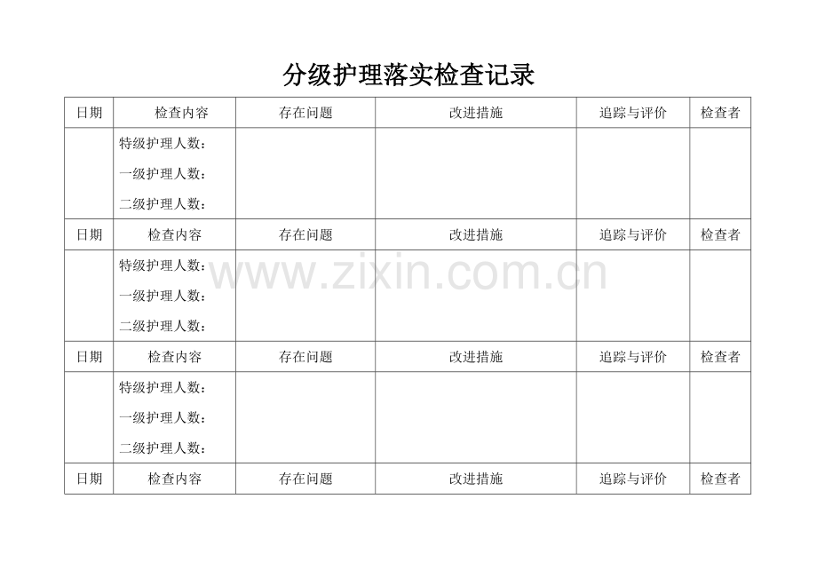 分级护理落实检查记录.doc_第1页