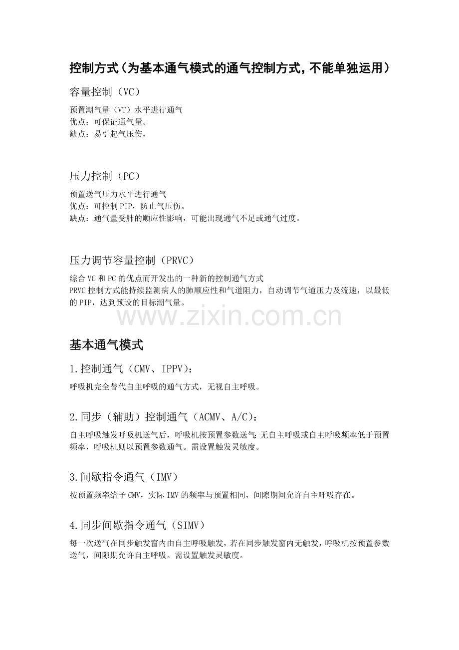 常用机械通气模式及方式.doc_第1页