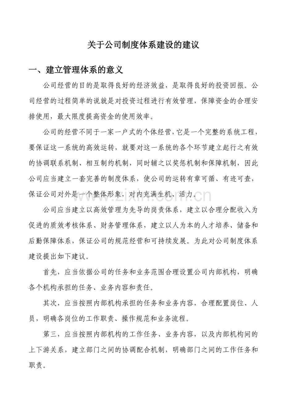 关于公司制度体系建设的建议.doc_第1页