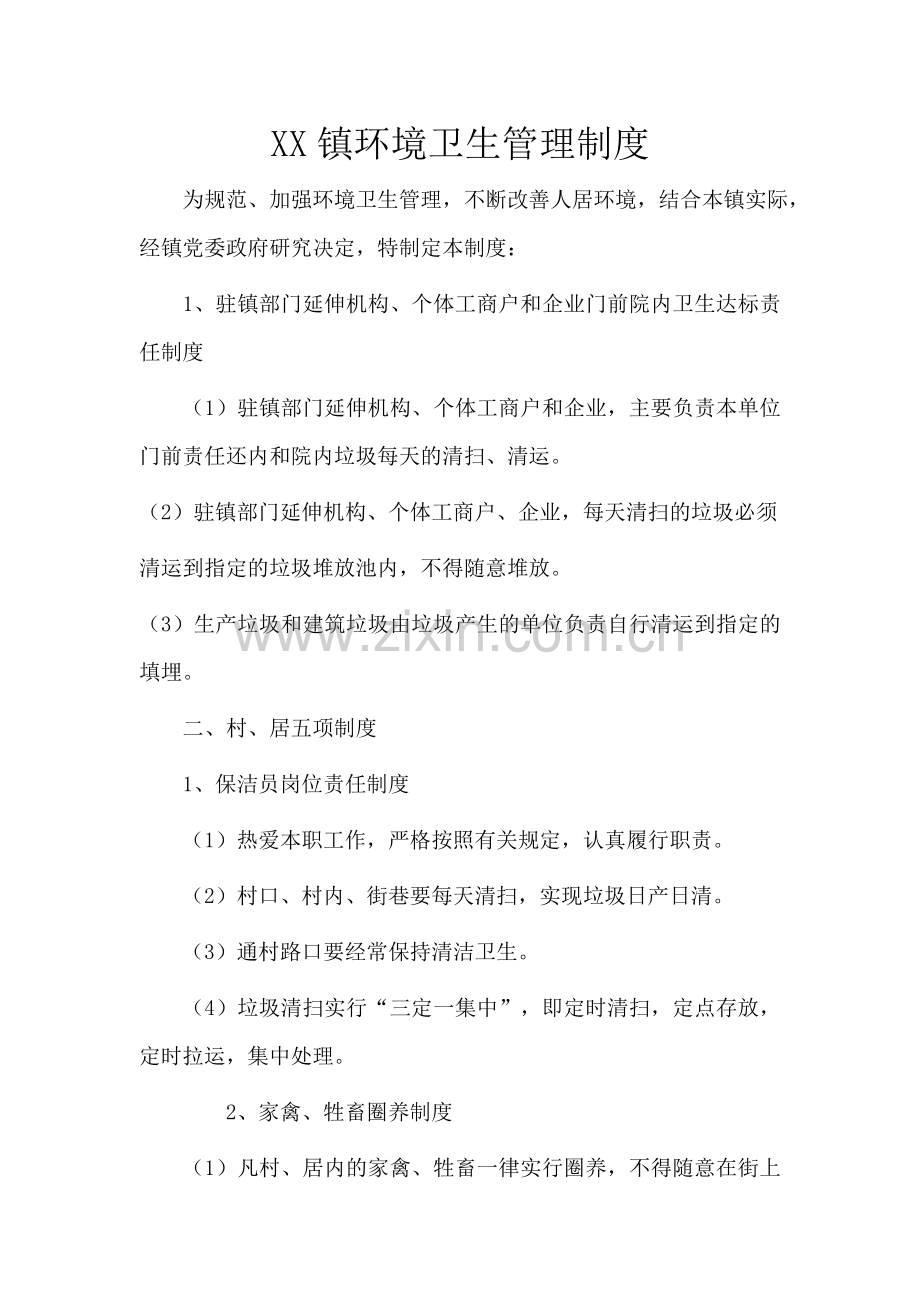 乡镇环境卫生管理制度.doc_第1页