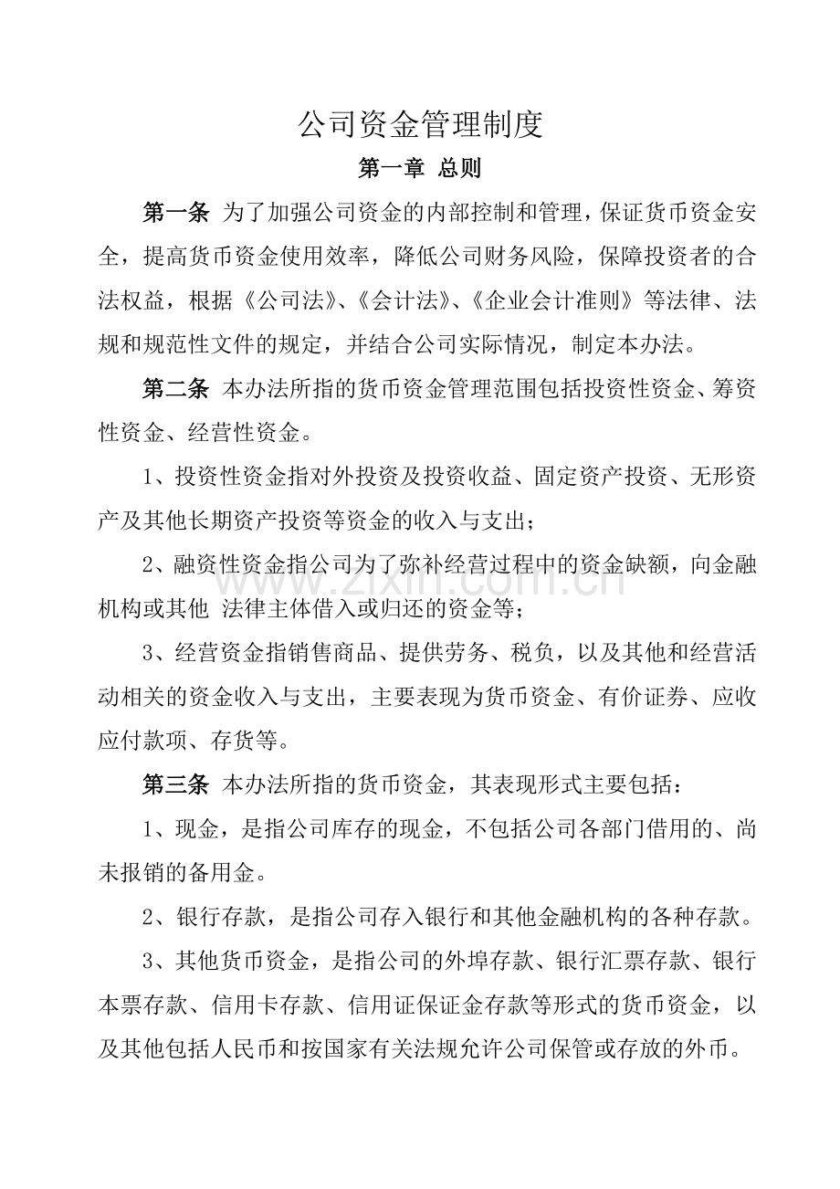 公司资金管理制度.docx_第1页