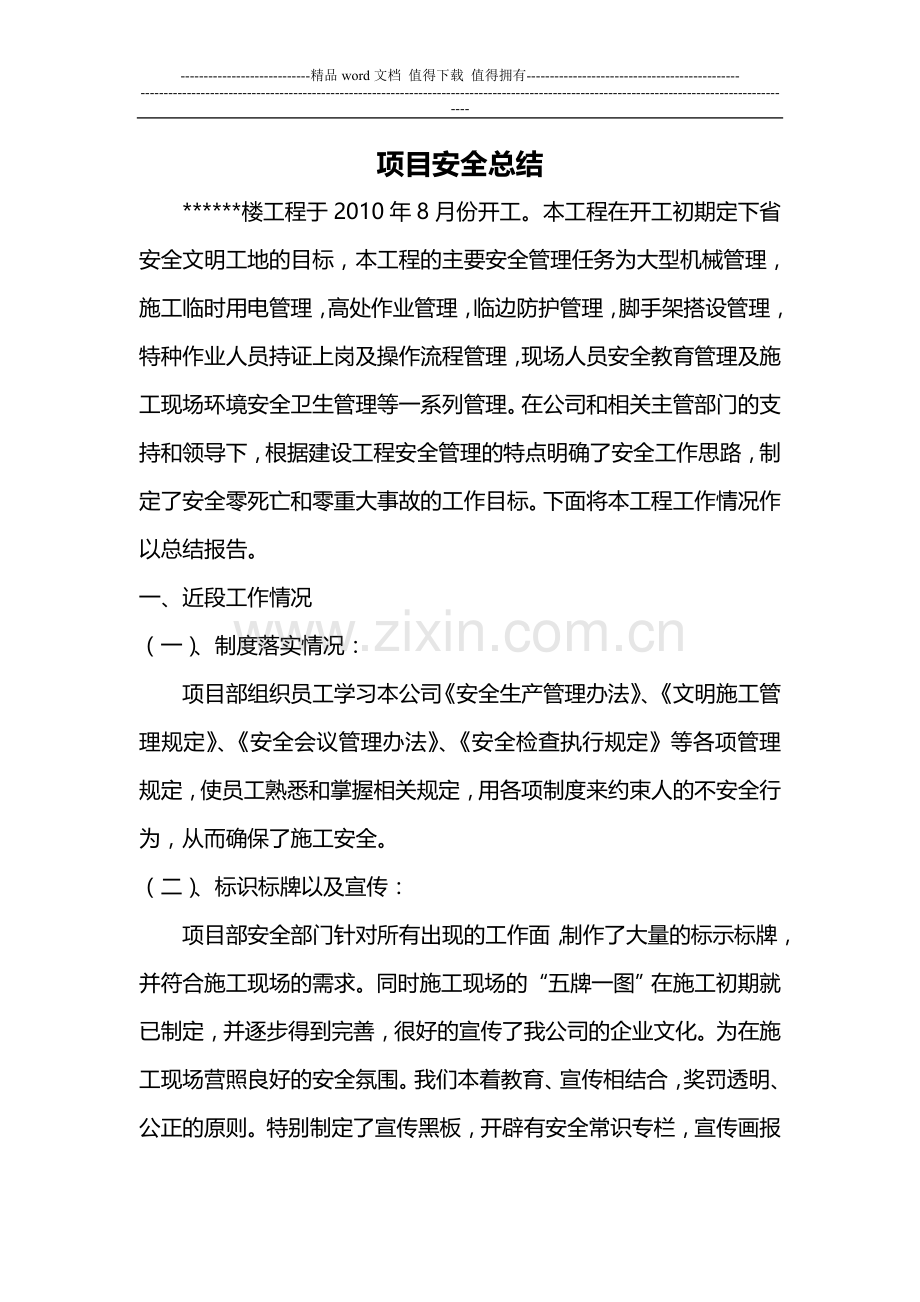 项目安全总结报告-secret.doc_第1页