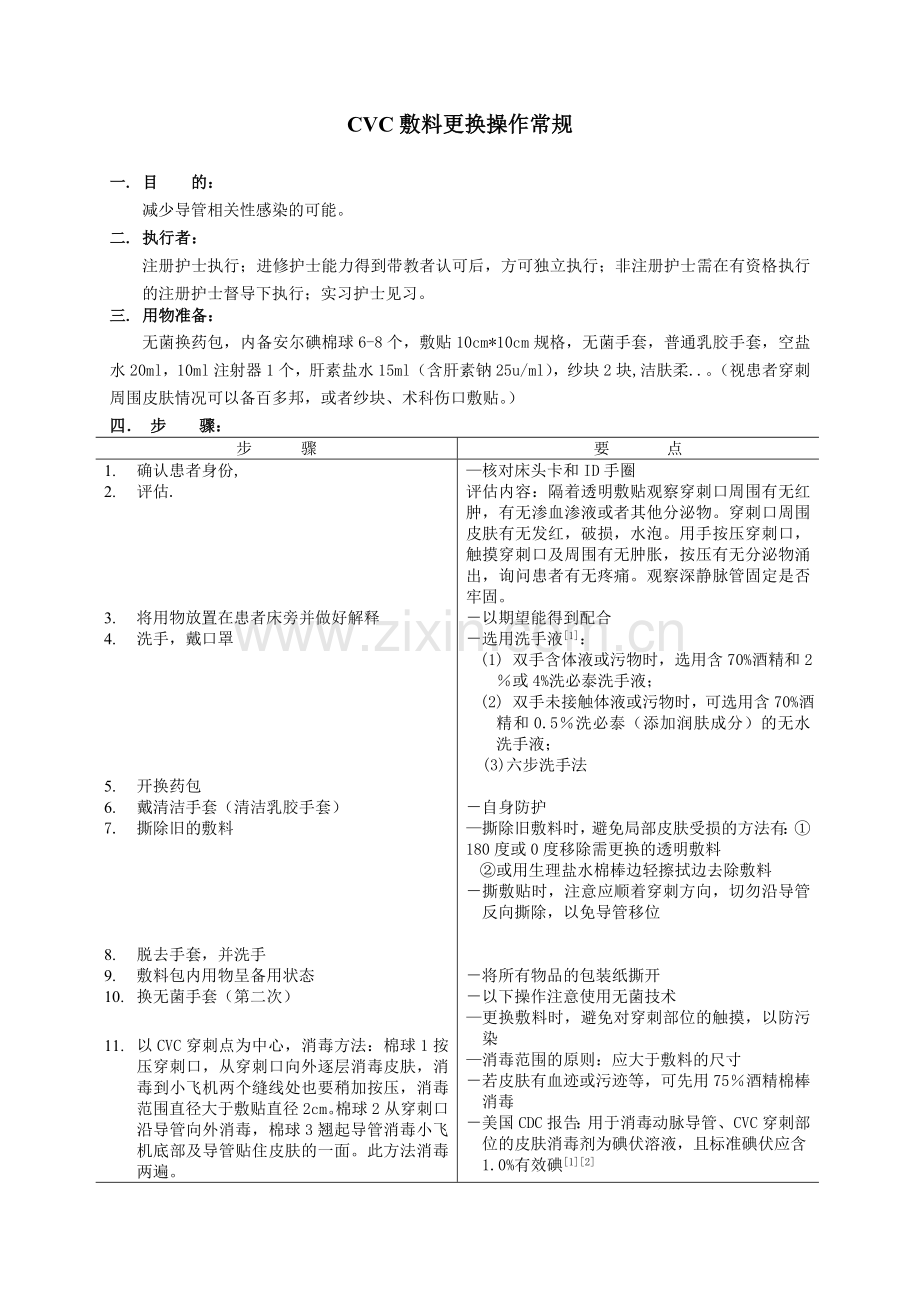CVC敷料更换操作常规.doc_第1页