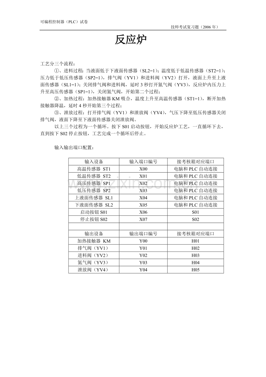 PLC试卷(工艺流程图).doc_第1页