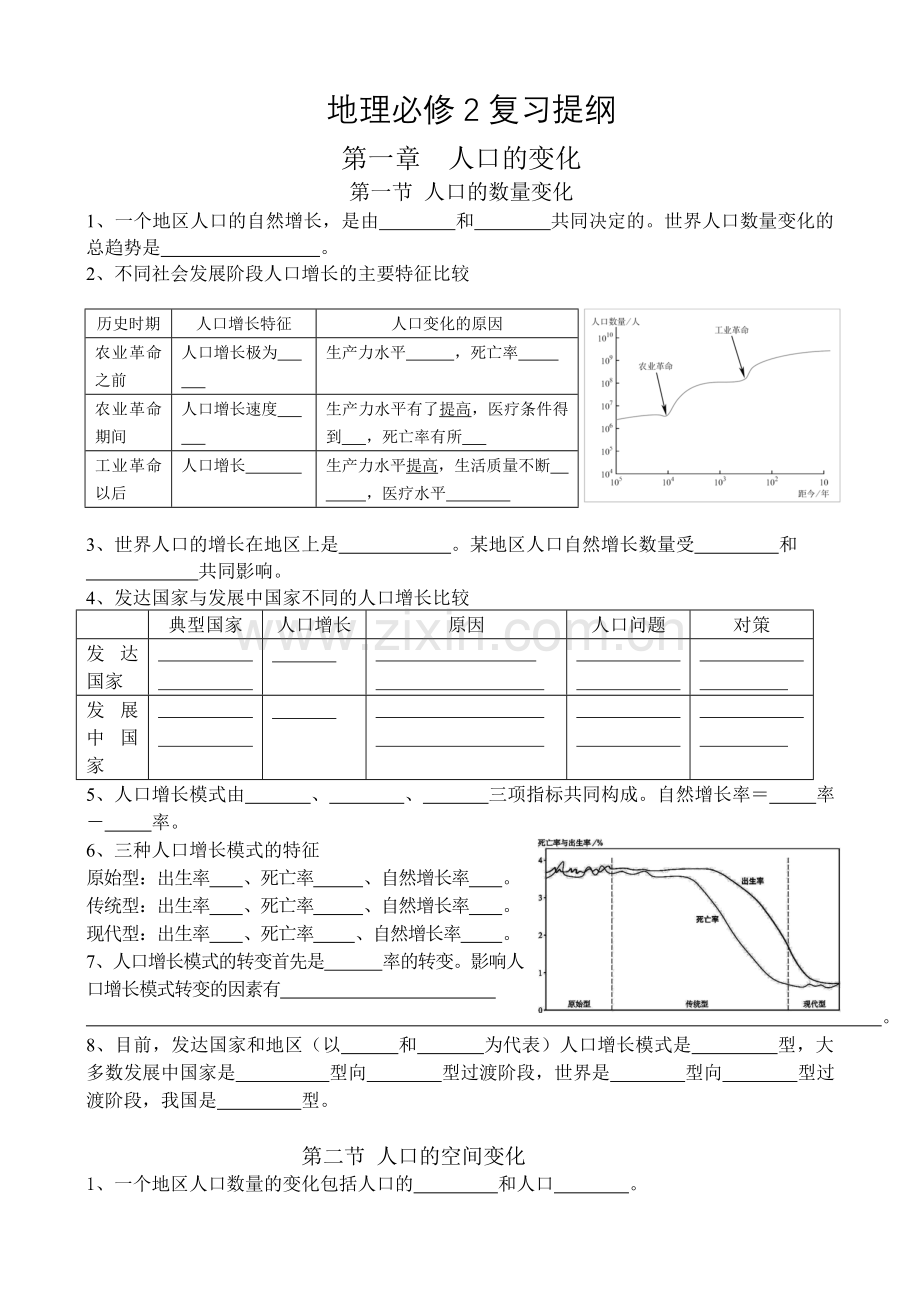 高一地理必修2复习提纲知识点填空.doc_第1页