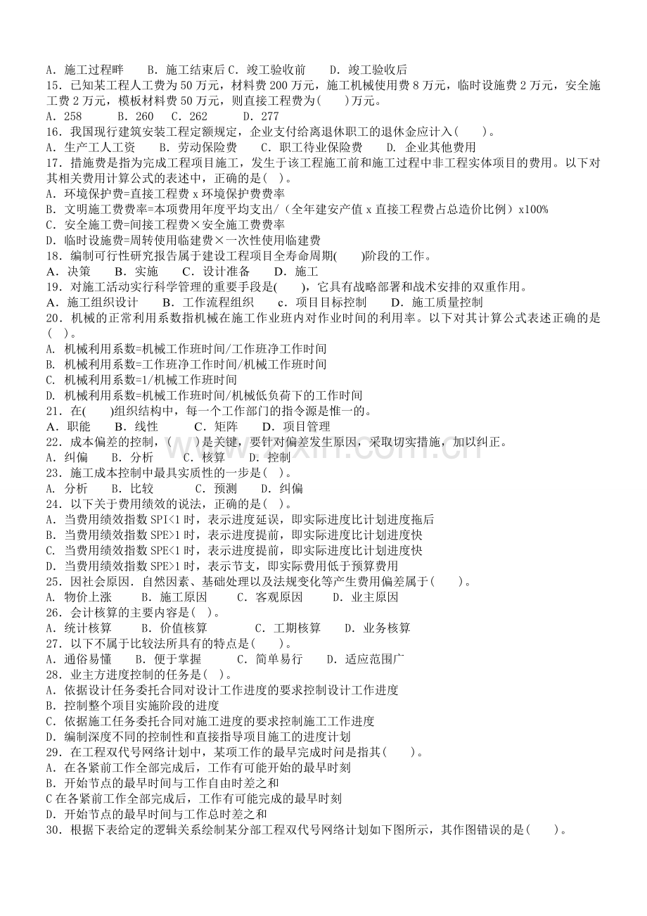 2012二级建造师考试管理模拟试题三.doc_第2页