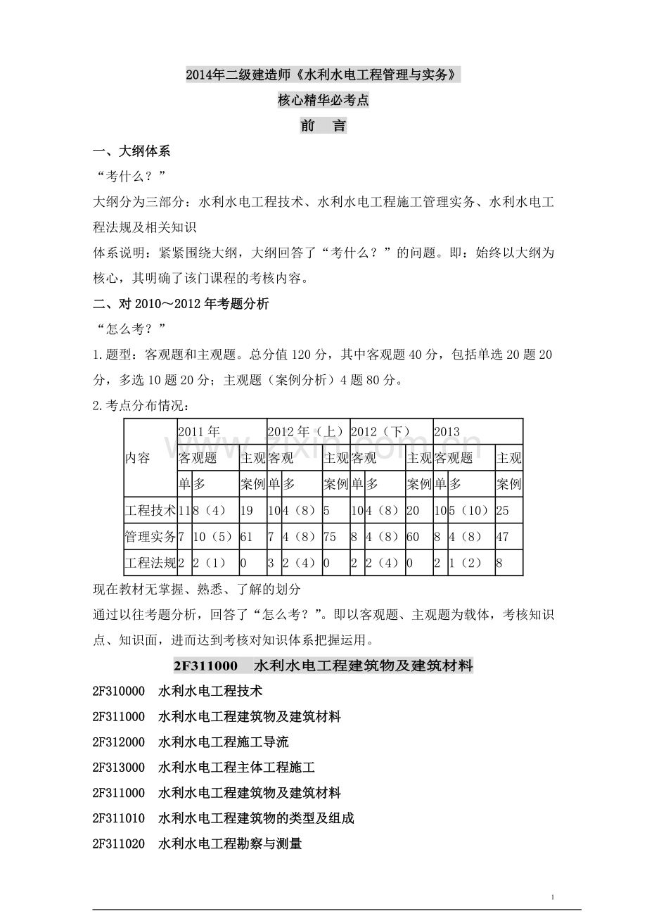 二级建造师水利水电工程管理与实务核心精华必考点.doc_第1页