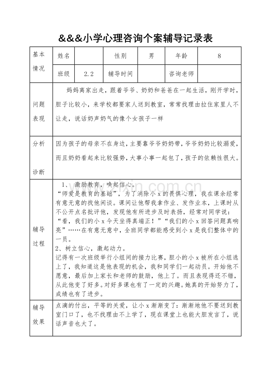小学心理咨询个案辅导记录表.doc_第2页