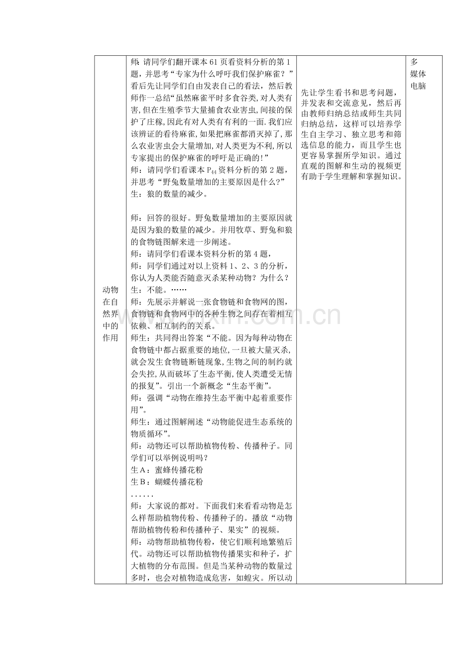 八年级生物上册---动物在生物圈中的作用教案-新版新人教版1.doc_第2页