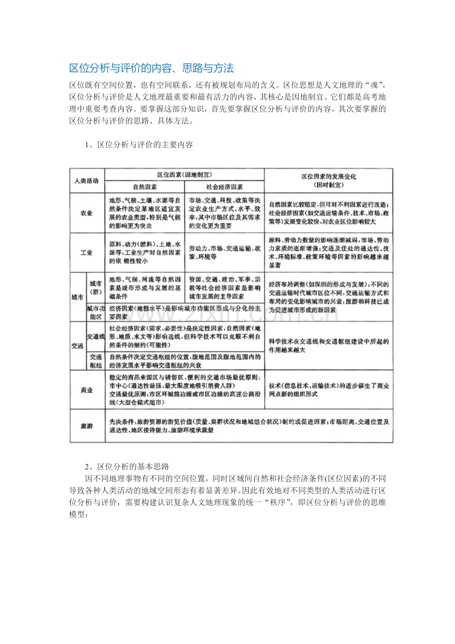区位分析与评价的内容.doc_第1页