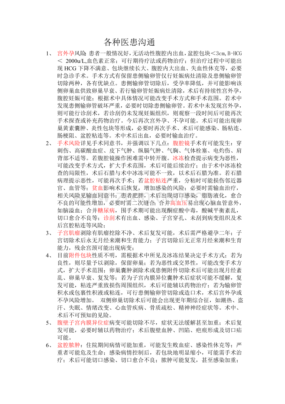 各种医患沟通模板.doc_第1页