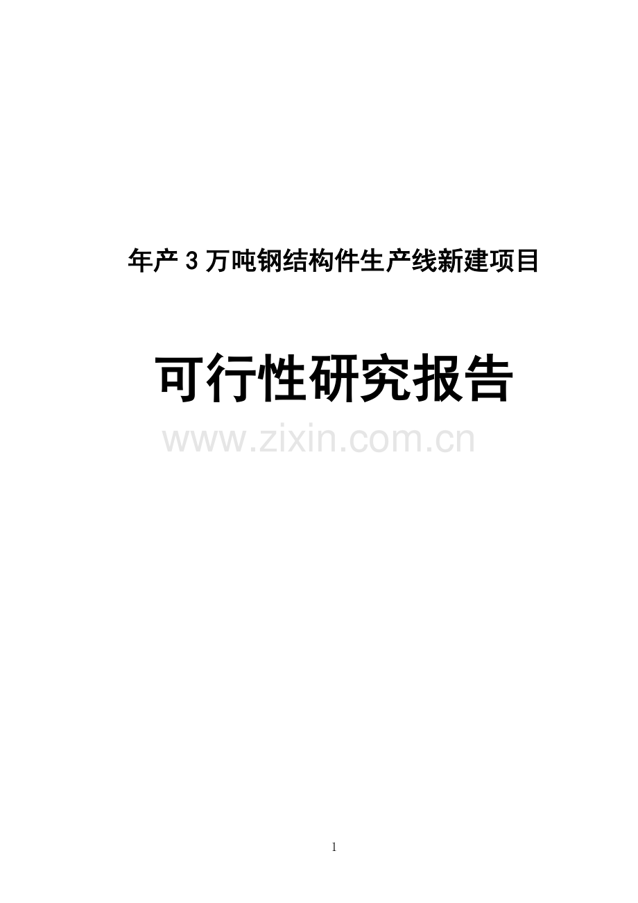 年产3万吨钢结构件生产线新建项目可行性研究报告.doc_第1页