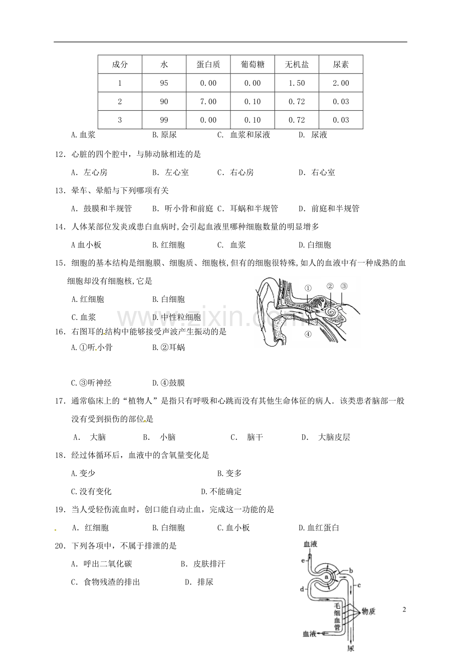 八年级生物上学期期中试题-苏科版.doc_第2页