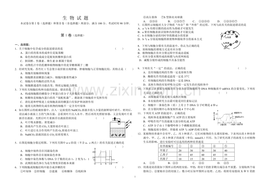 高考生物生物高考模拟试题.doc_第1页