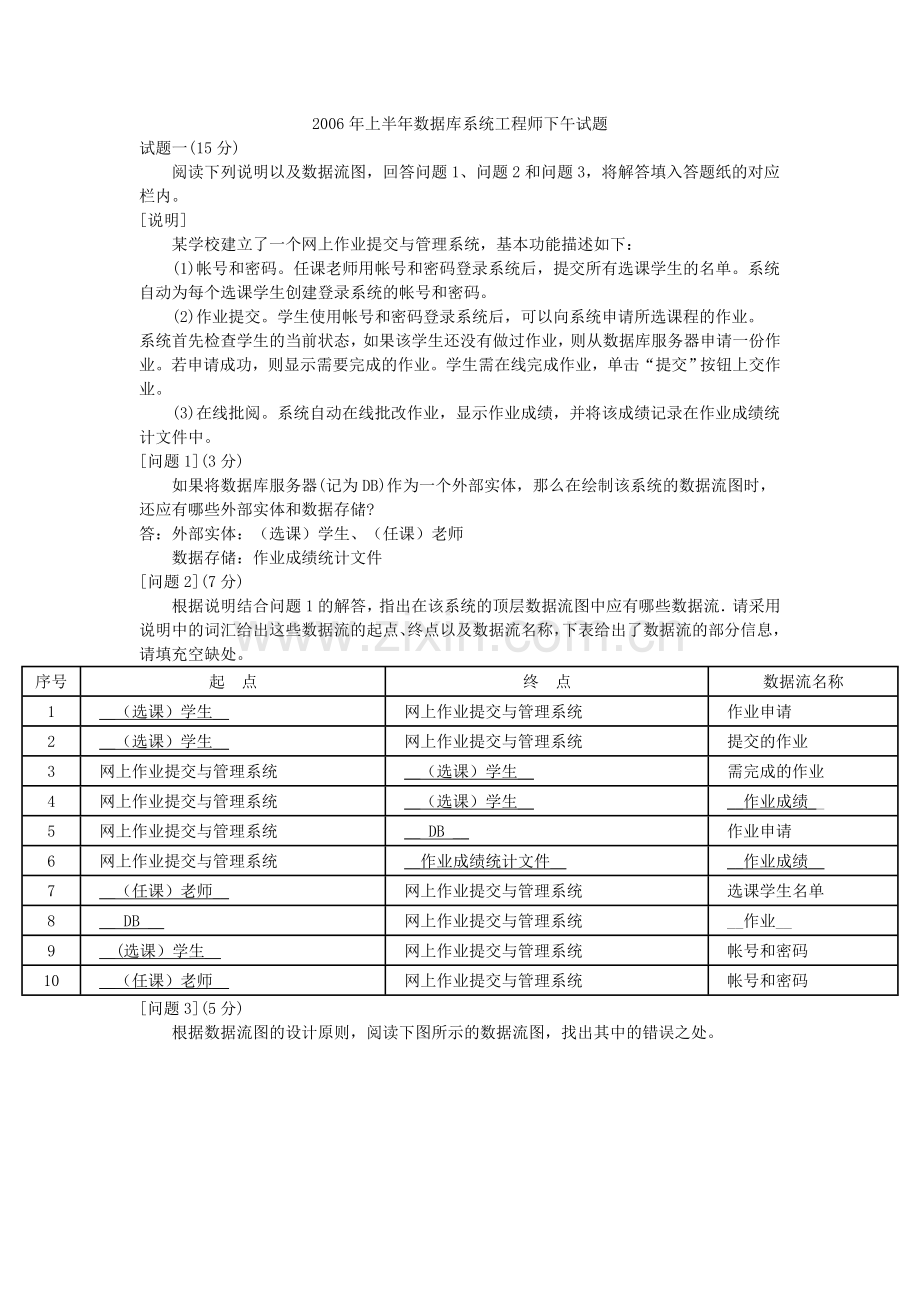 上半年数据库系统工程师下午试题及答案.doc_第1页