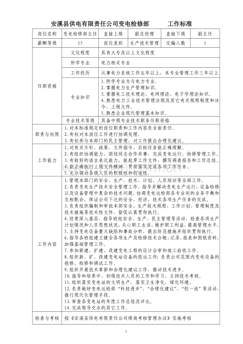 变电检修部工作标准.doc_第1页
