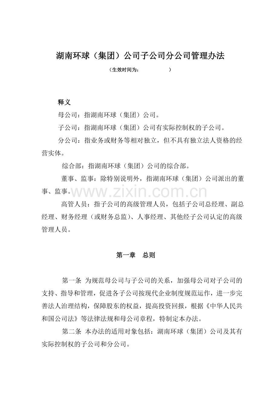 子公司分公司管理办法2015.doc_第1页