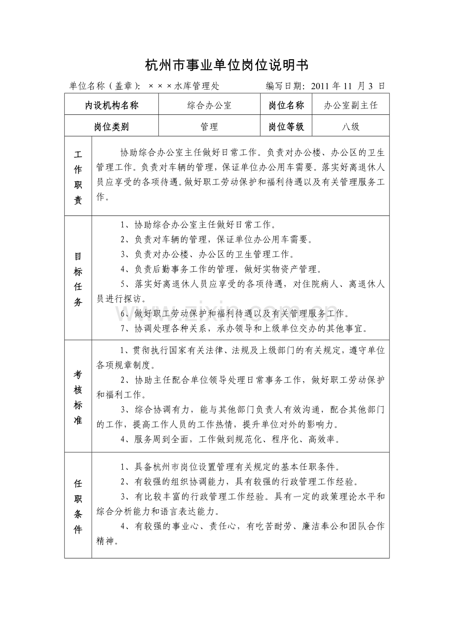 杭州市事业单位岗位说明书.doc_第2页