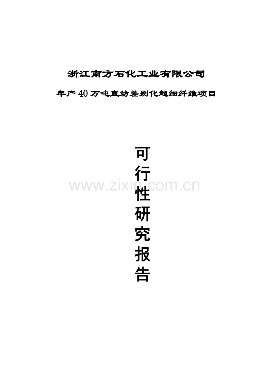 年产40万吨直纺差别化超细纤维项目投资可行性研究报告.doc_第1页