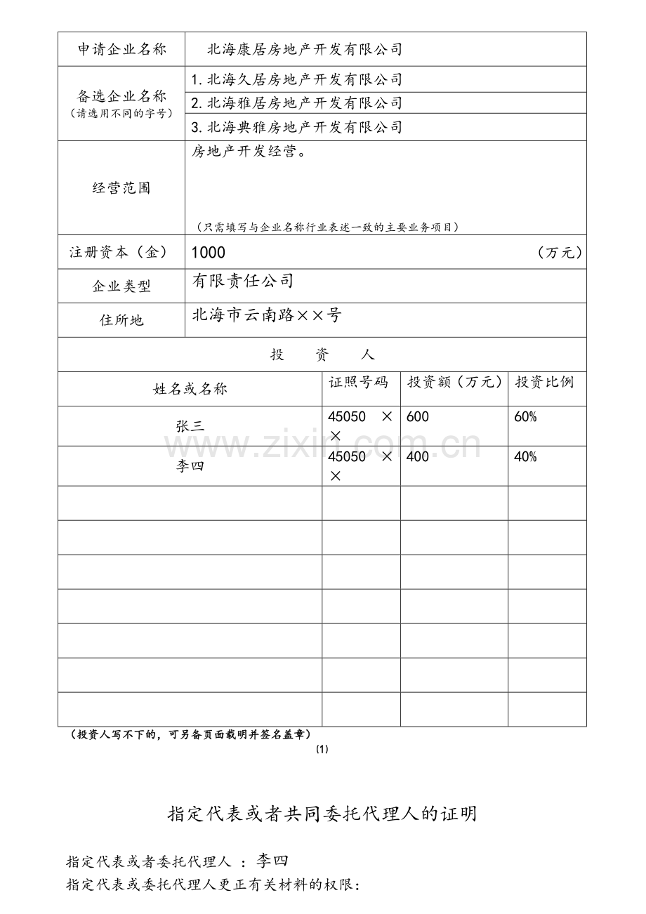 内资企业登记表格填写示范.doc_第2页