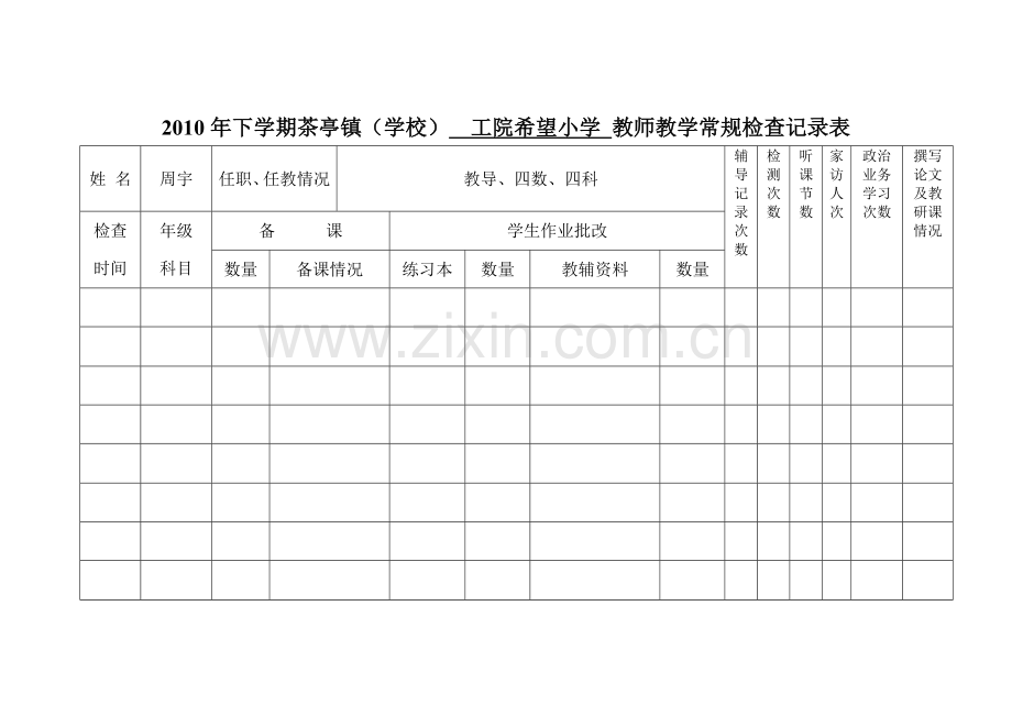 茶亭镇工院希望小学教师教学常规检查记录表.doc_第2页