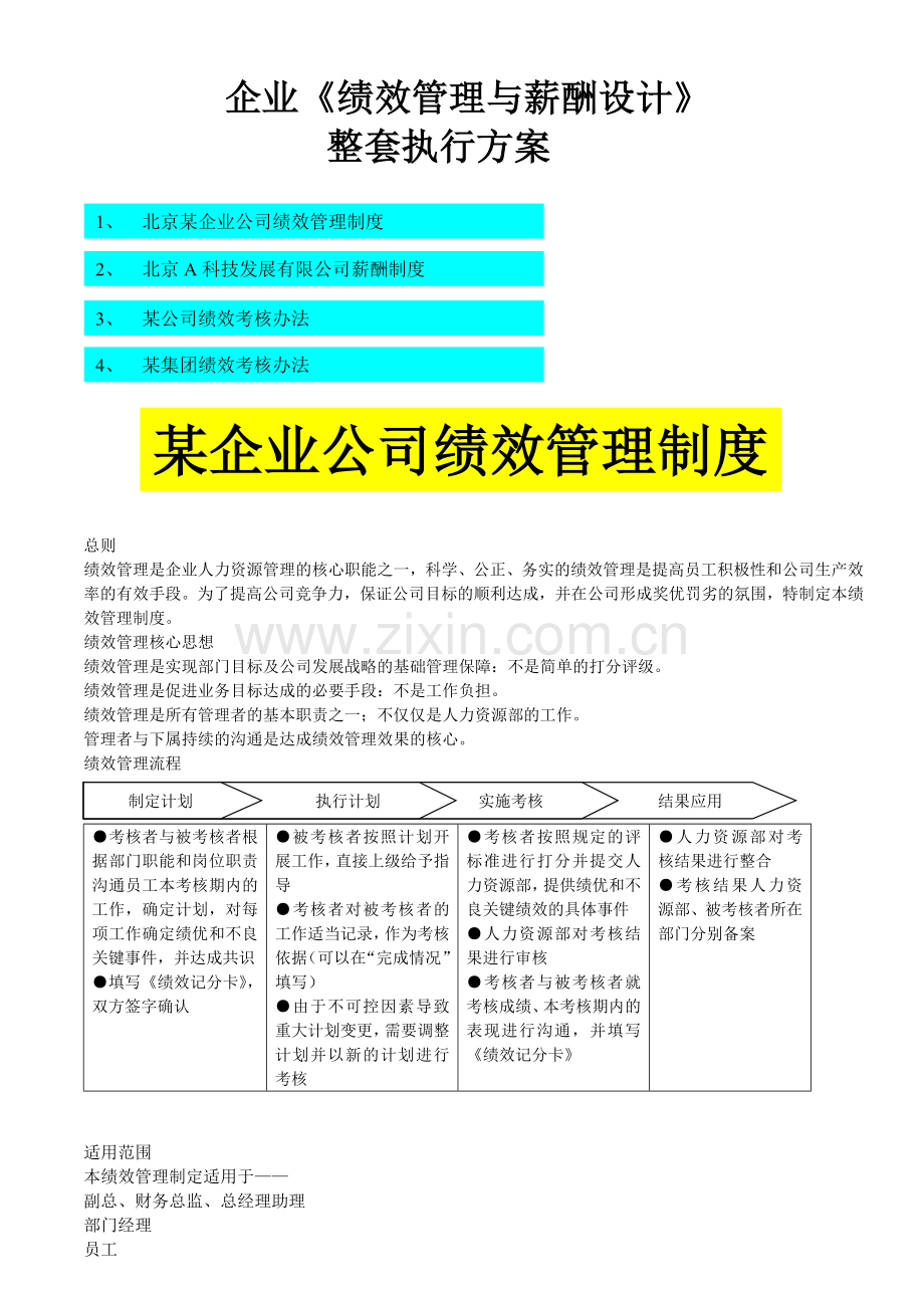 企业绩效管理与薪酬设计整套执行方案.doc_第1页