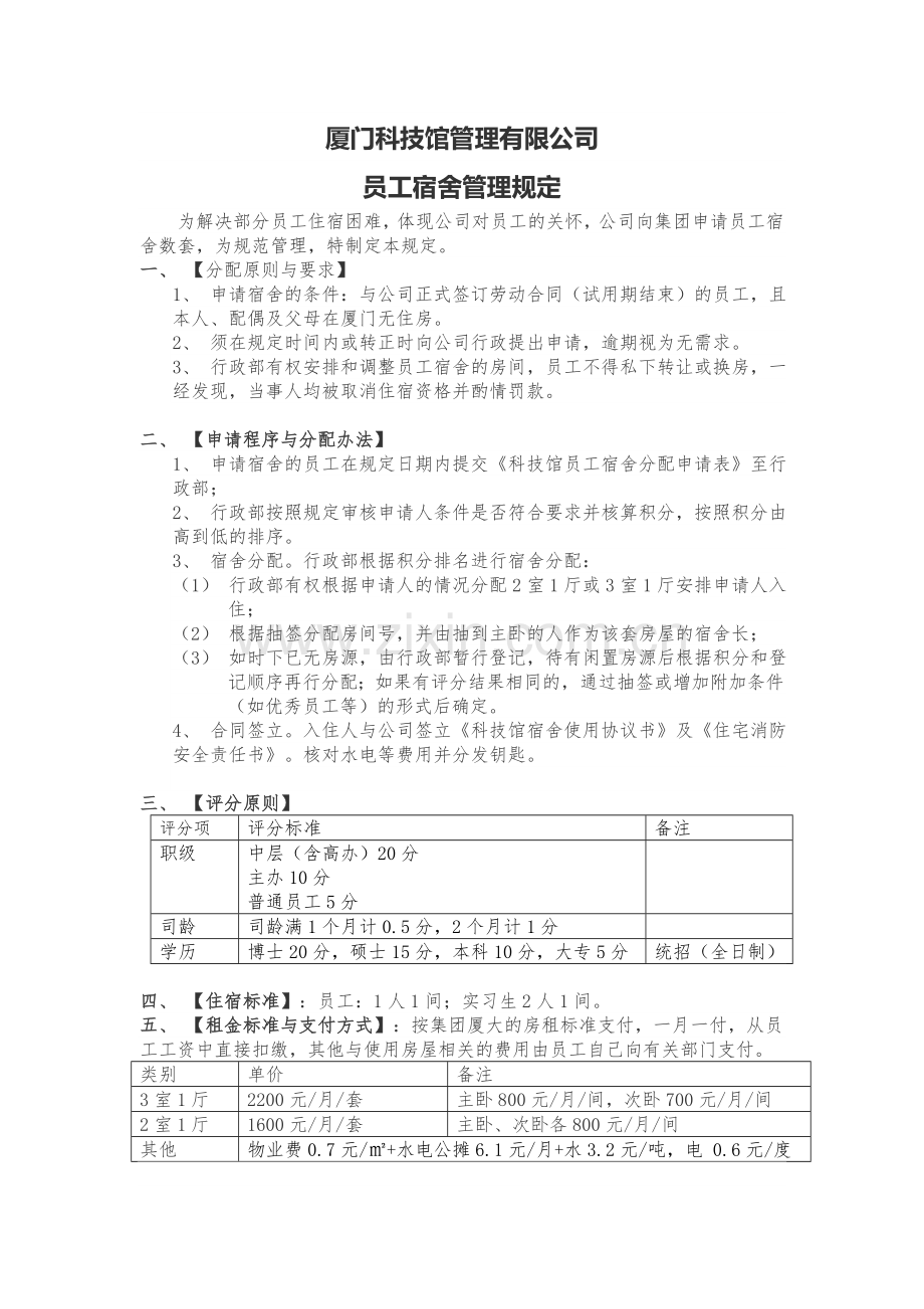 员工宿舍管理规定.doc_第1页