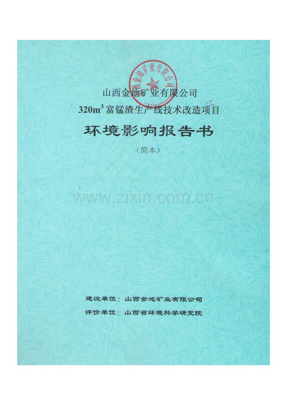 金地矿业有限公司320立方米富锰渣生产线技术改造项目立项环境评估报告书.doc_第1页