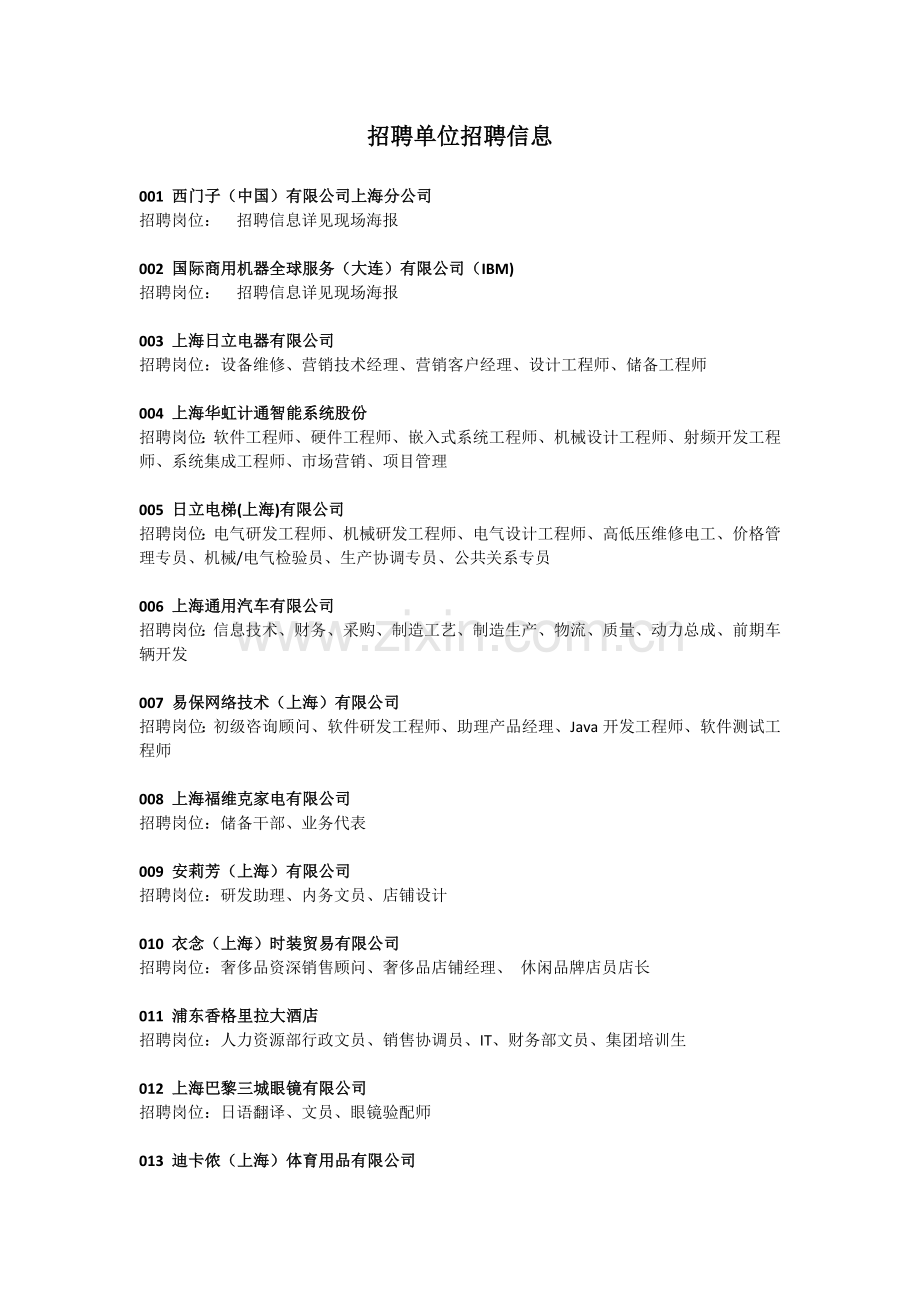 上海东部高校应届毕业生外资企业杨浦区重点企业.doc_第1页