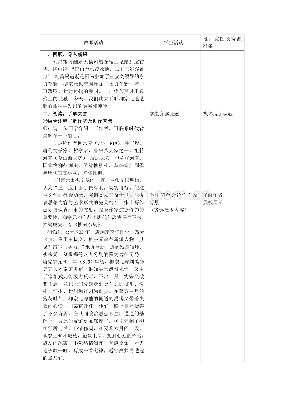 甘肃省2014高中语文登柳州城楼寄漳汀封连四州教案-新人教版.doc_第2页