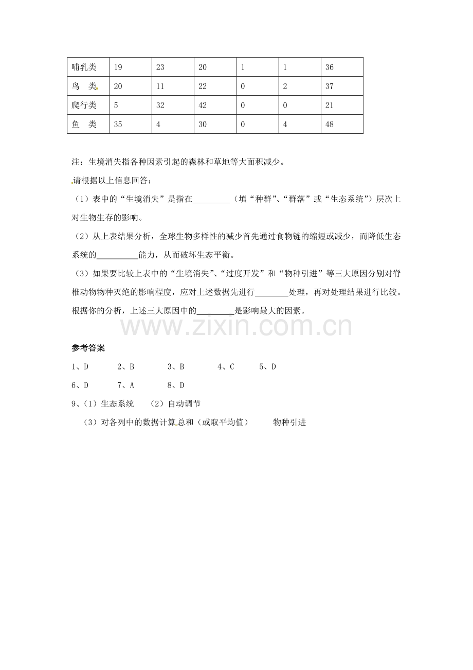 八年级生物上册---我国的动物资源及保护习题-北师大版1.doc_第2页