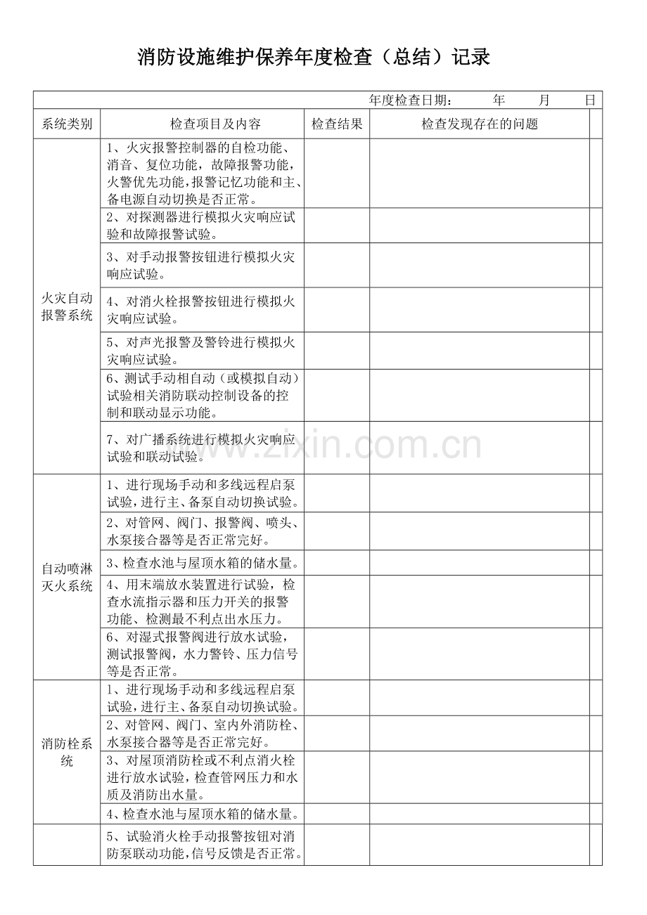 消防维保年度检查记录表.doc_第1页