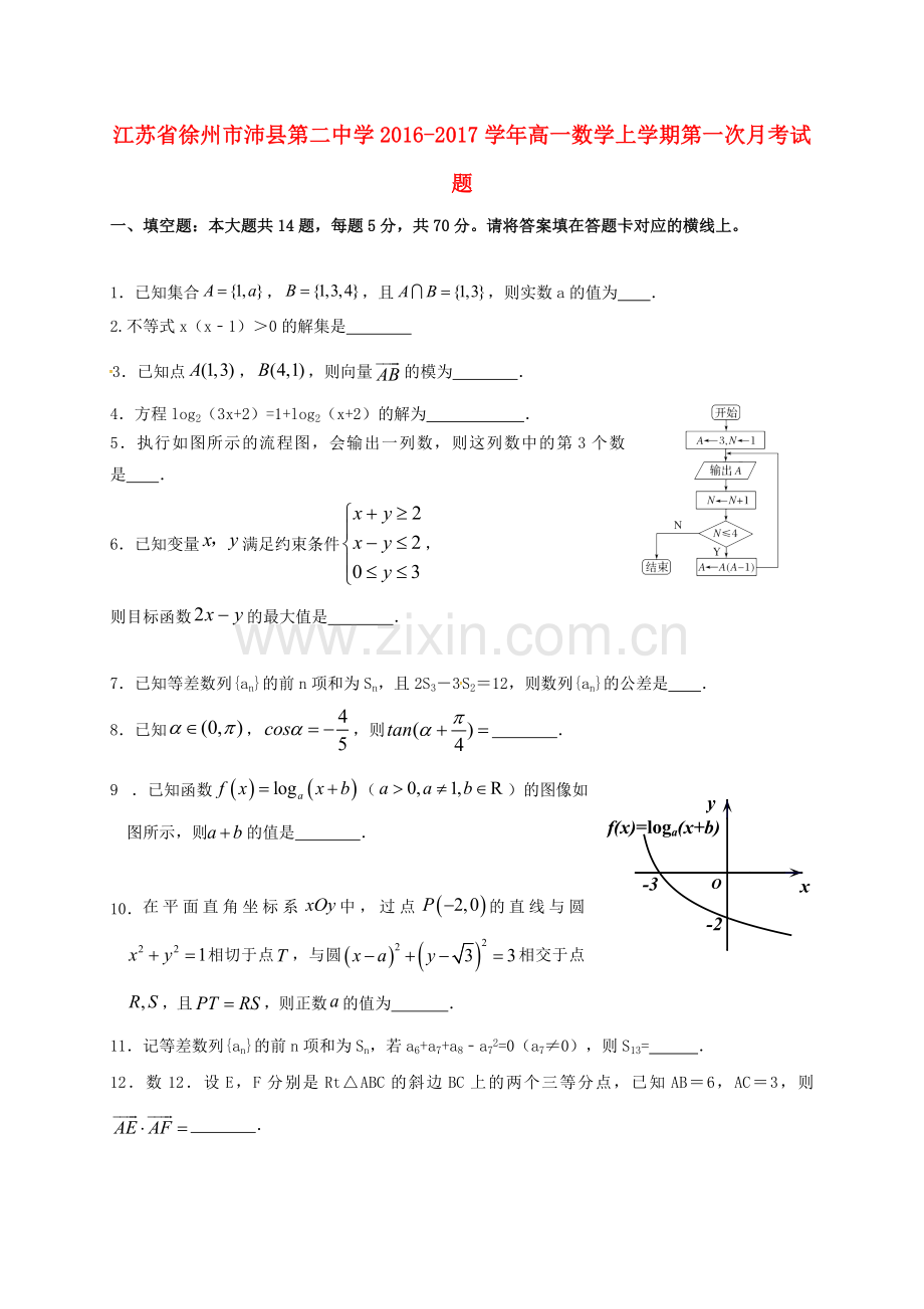 高一数学上学期第一次月考试题15.doc_第1页