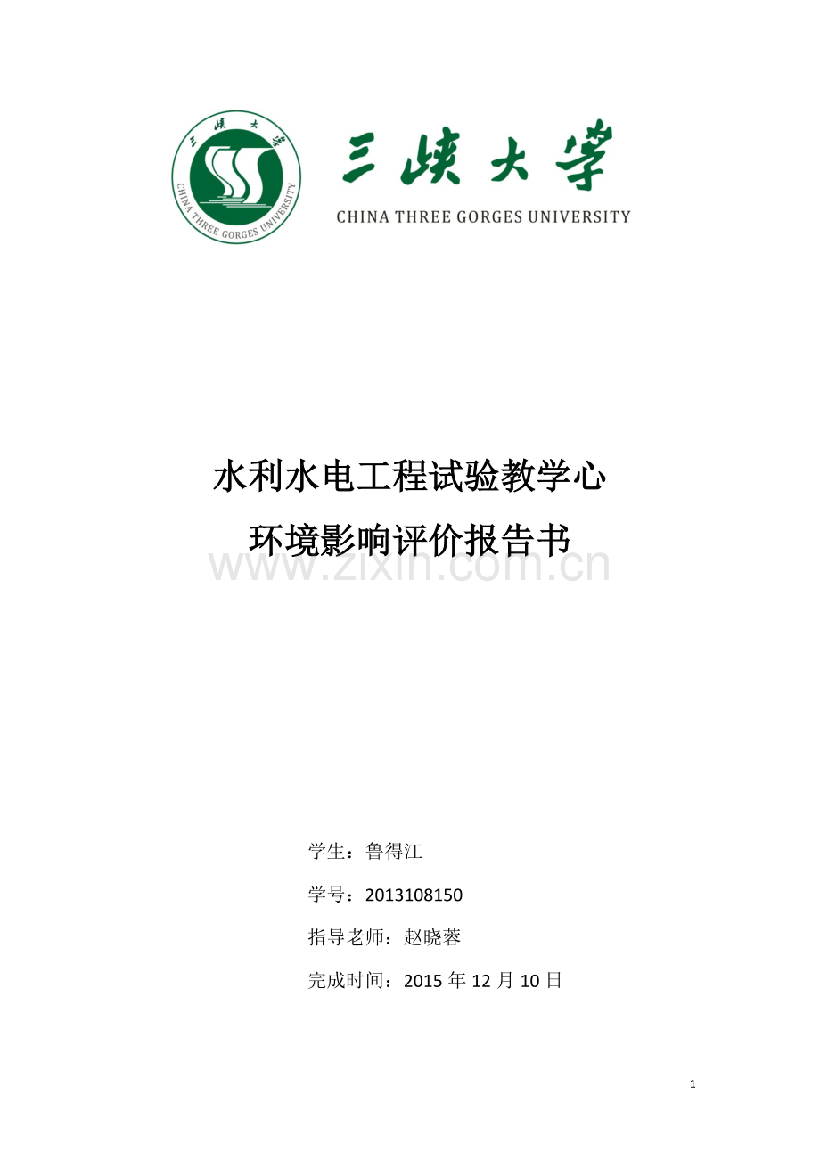 环境影响评价课程设计--大学毕业设计论文.doc_第1页