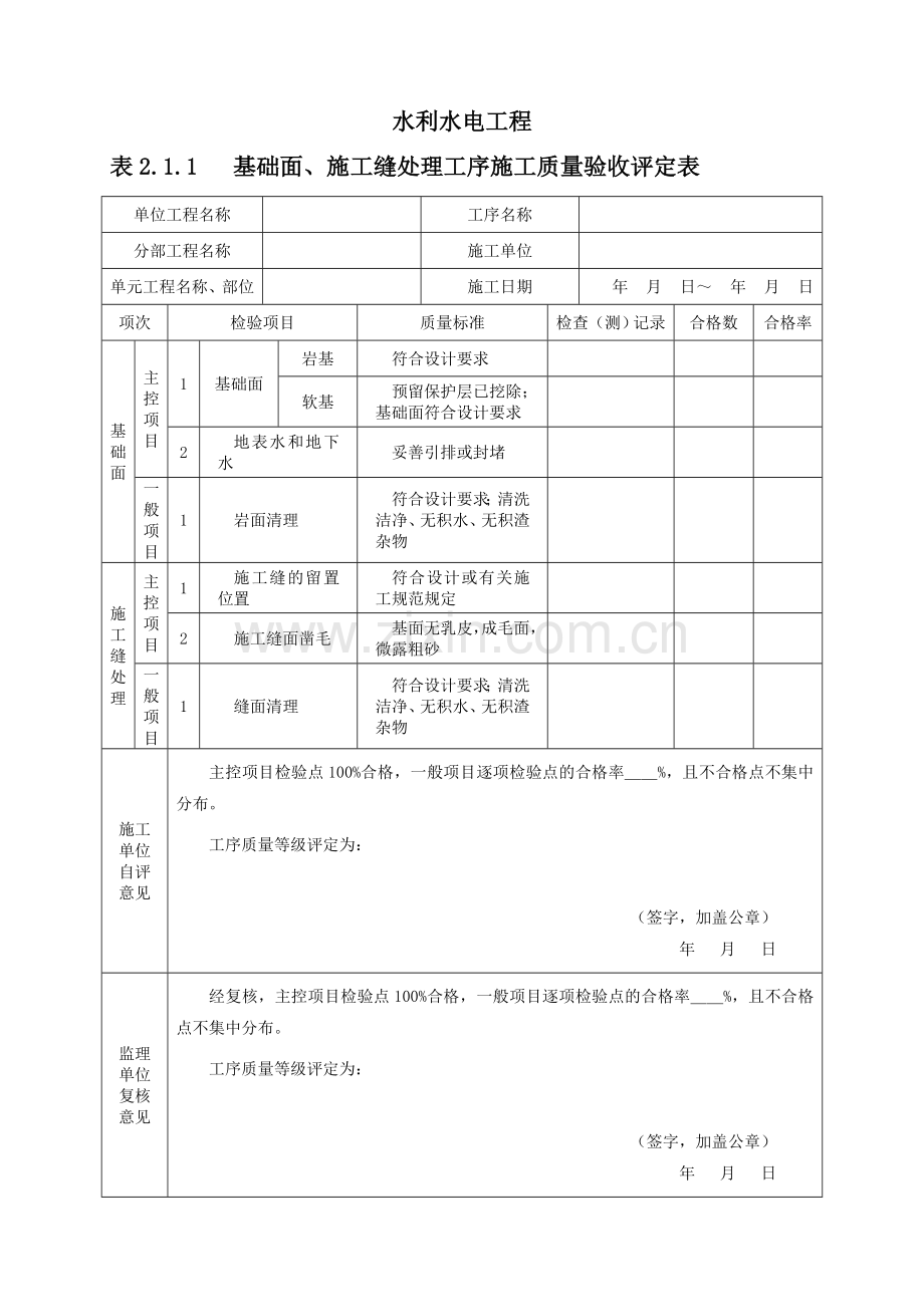 水利普通混凝土单元工程施工质量验收评定表.doc_第2页
