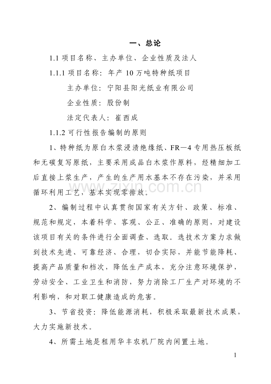 10万吨纸可行性报告.doc_第1页