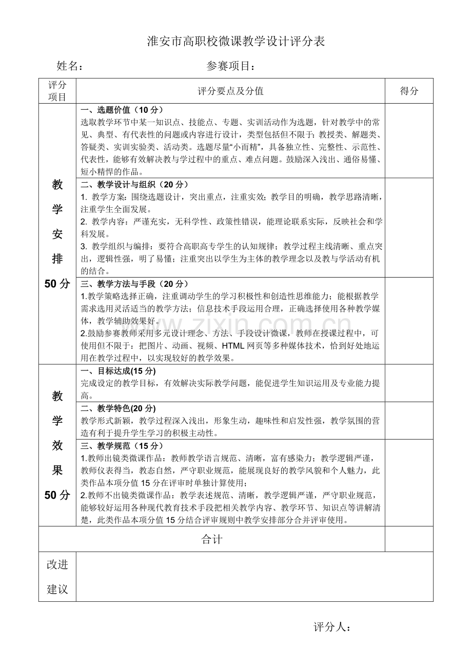 微课评分表.doc_第1页