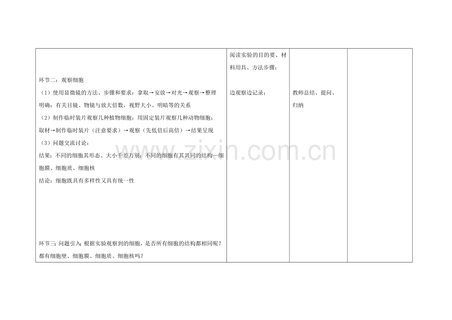 高一生物第2周教学设计细胞的多样性和统一性.doc_第2页