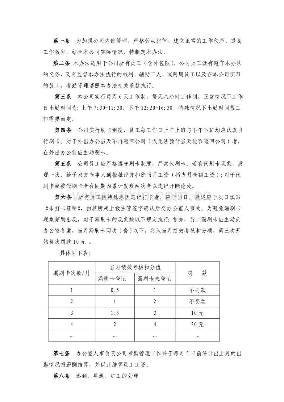 员工考勤管理办法新.doc_第2页