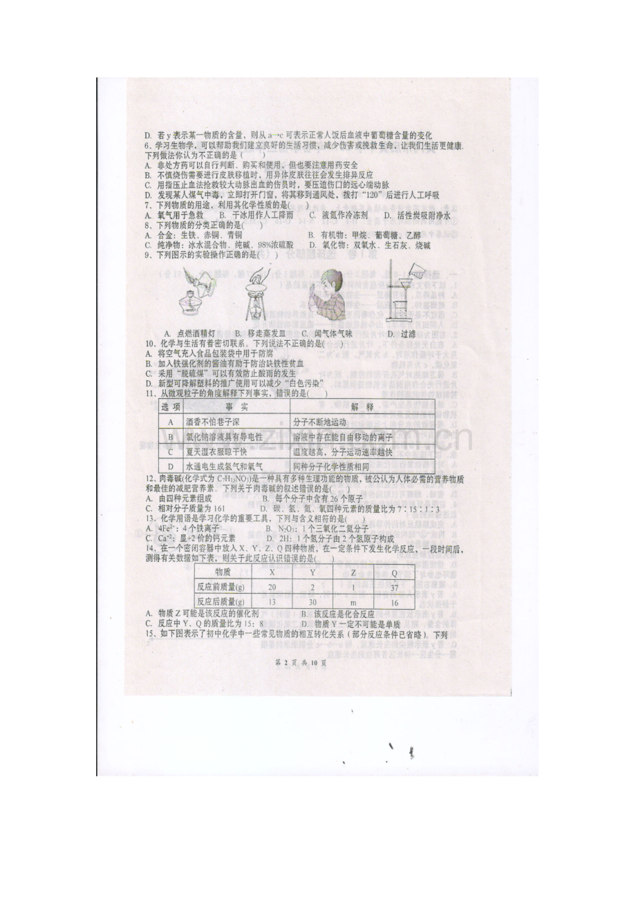 湖北省黄冈市启黄中学春季中考理综第三次模拟考试试题.doc_第2页