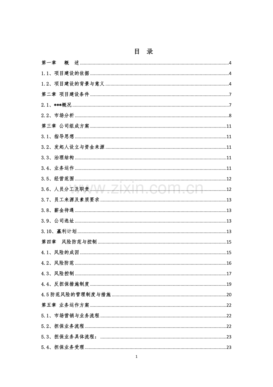 成立担保公司项目可行性研究报告.doc_第1页